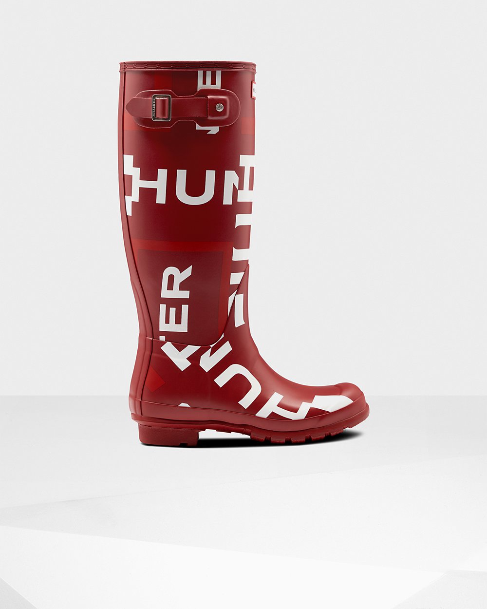 Womens Hunter Tall Rain Boots Grey Red - Original Exploded Logo - 5362187-PY